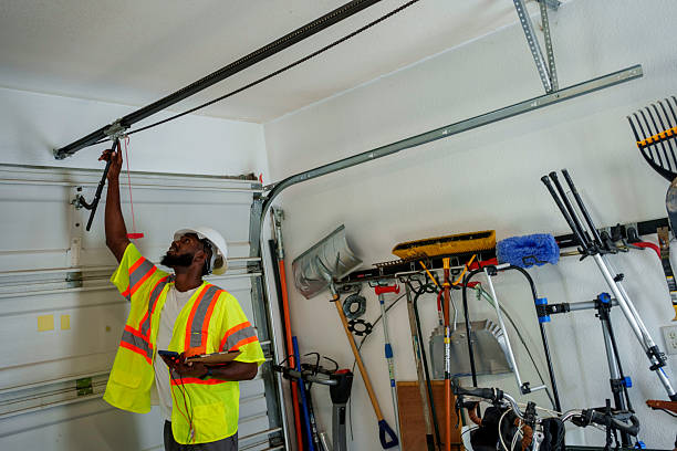 Professional Garage Door Spring Repair technician working in Centerport, NY